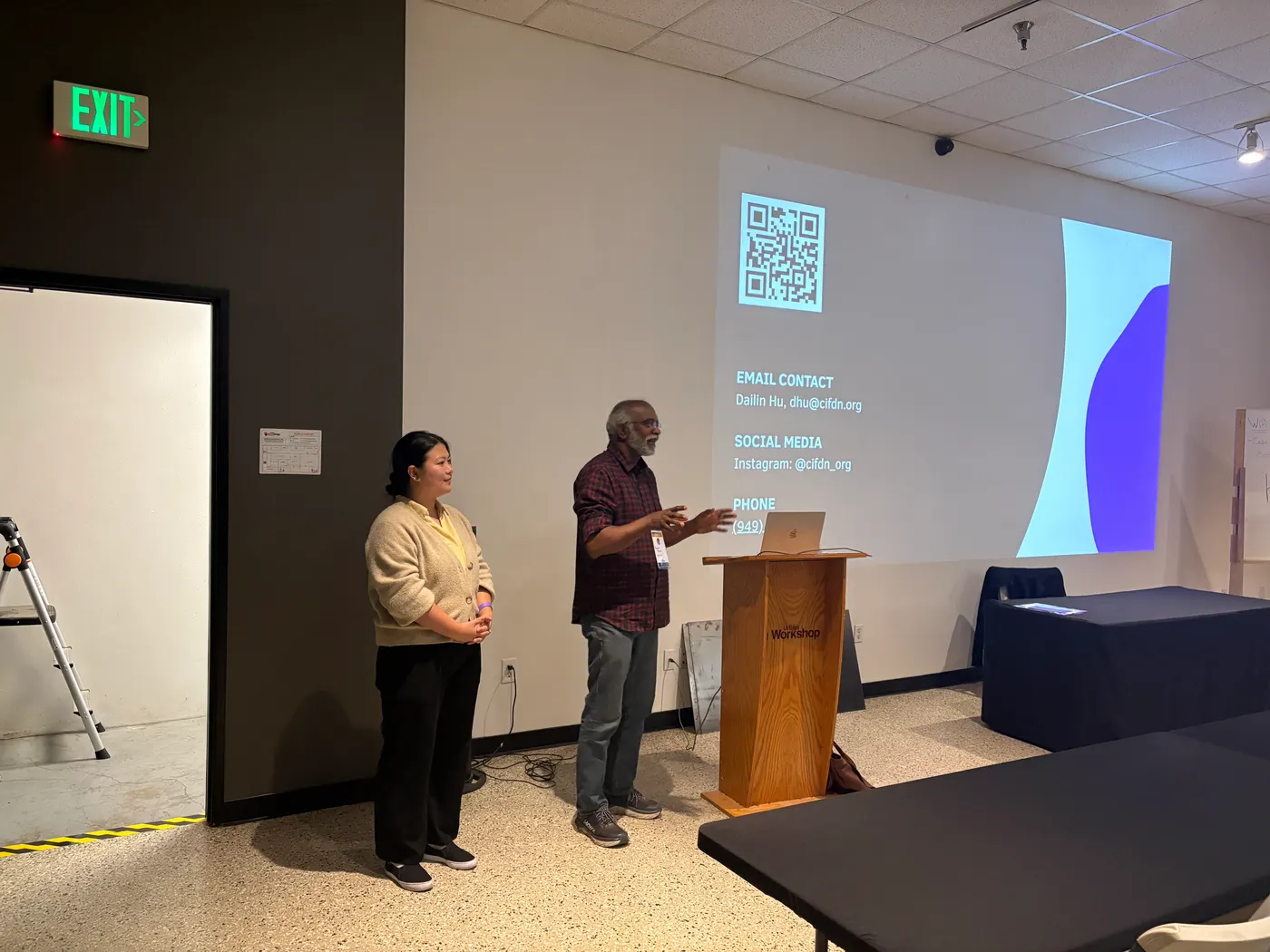 Two CIF volunteers presenting at a workshop in Costa Mesa